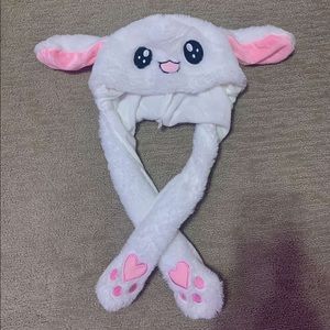 Movable ear rabbit hat